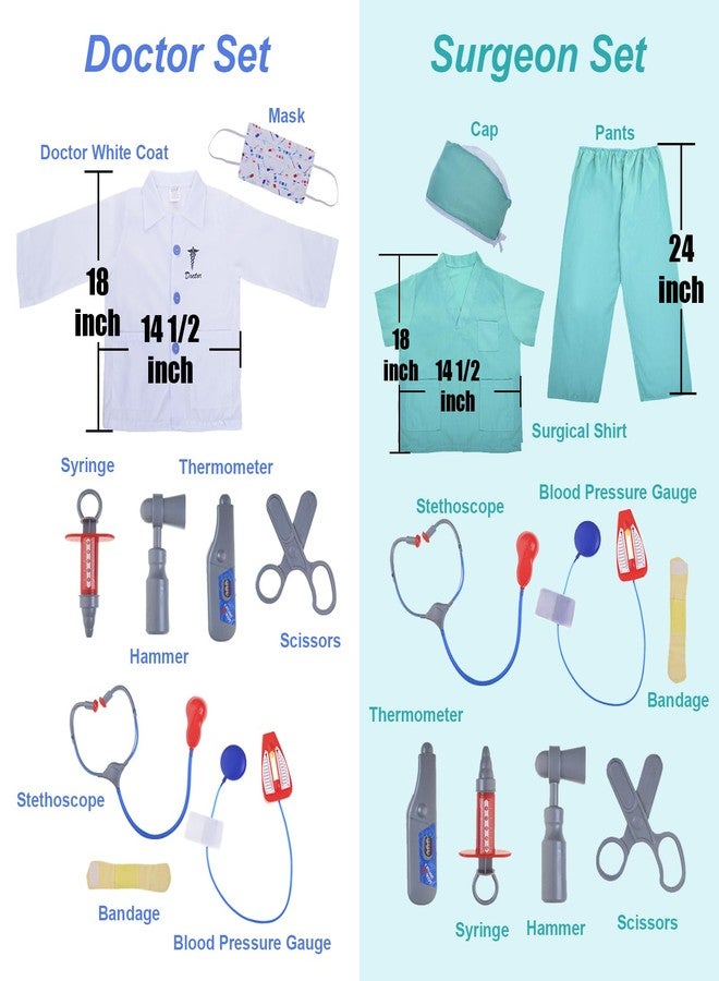TopTie 4 Sets Kids Costumes w/Gift Box for Age 3-7, Halloween Children Dress Up Uniforms Fireman Doctor Police Surgeon - Image 4
